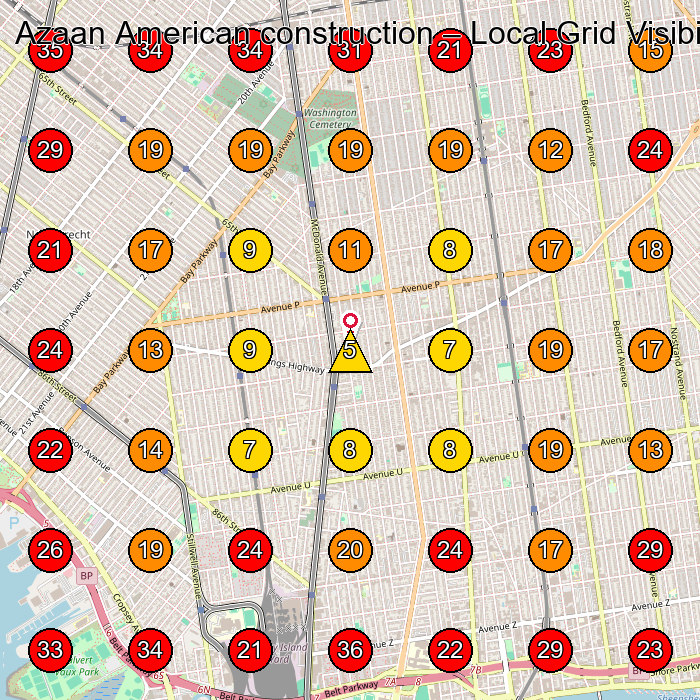 Azaan American construction GeoGrid visibility map for Drafting Service in Brooklyn